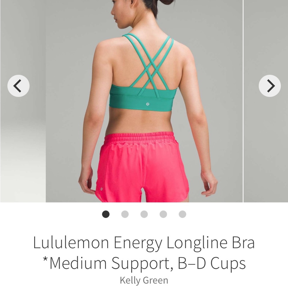 Lululemon Longline Energy Bra.  Size 12. Kelly Green. EUC.  Pads included!